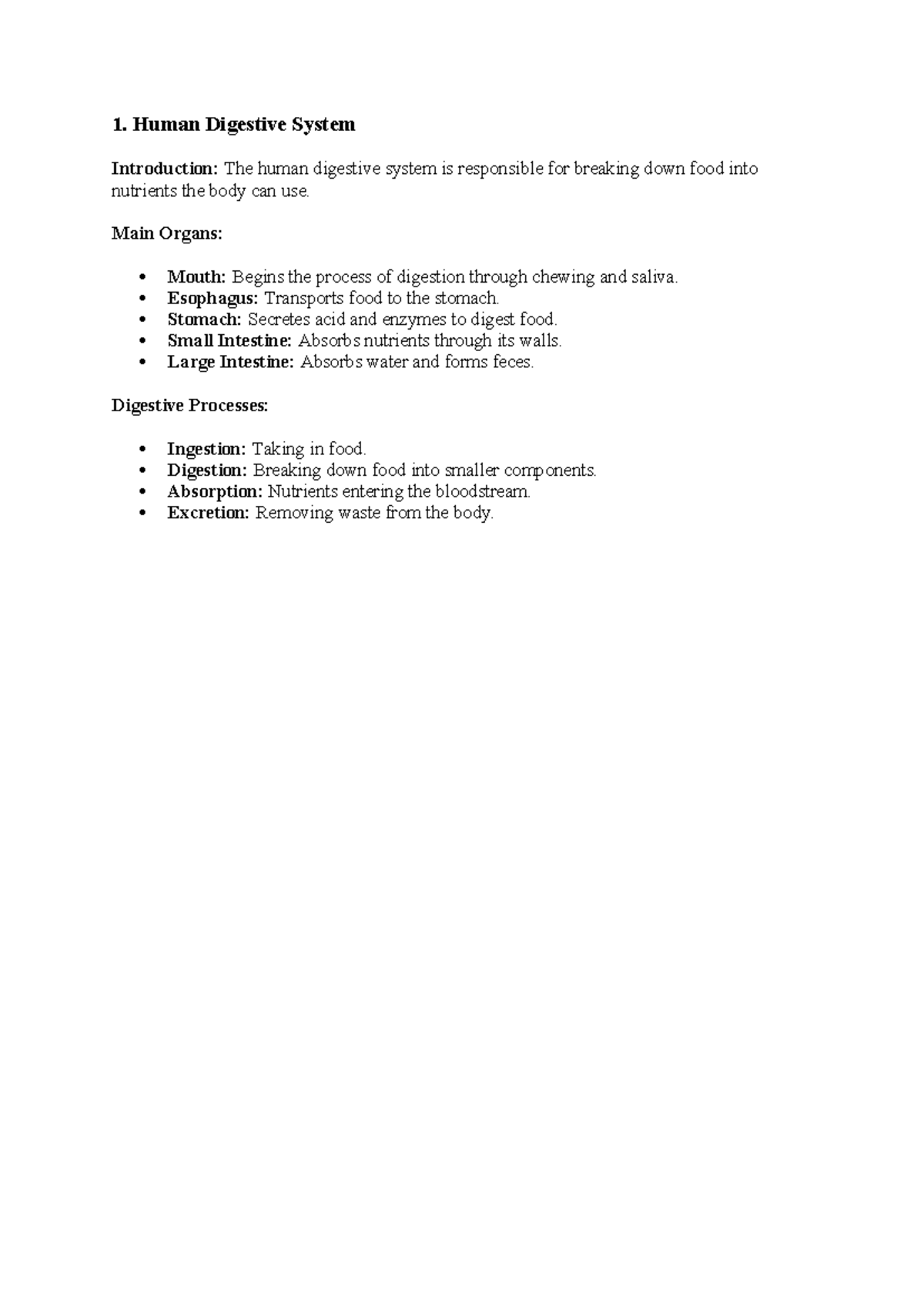 human digestive system - 1. Human Digestive System Introduction: The ...