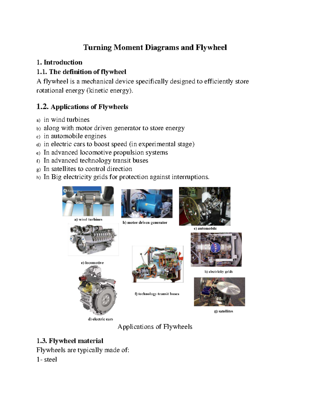 Flywheel compressed Ab power Turning Moment Diagrams and Flywheel