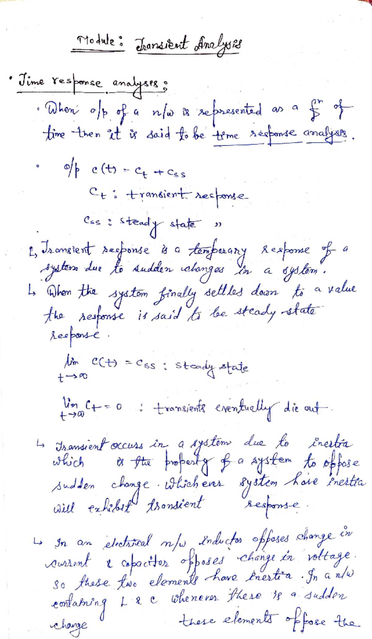 Transient Analysis Part 01 - Module: Transient Analysis Time response ...