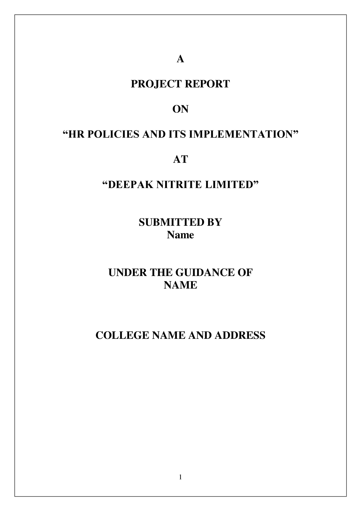 mba-project-report-on-hr-a-project-report-on-hr-policies-and-its