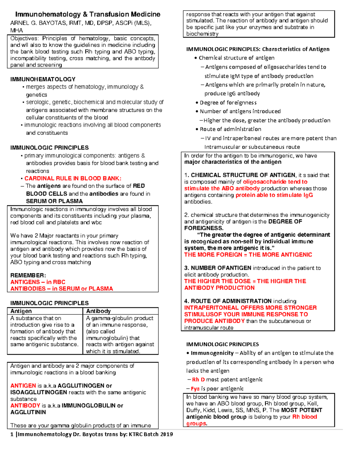 Immunohematology- Trans - Immunohematology & Transfusion Medicine ARNEL ...