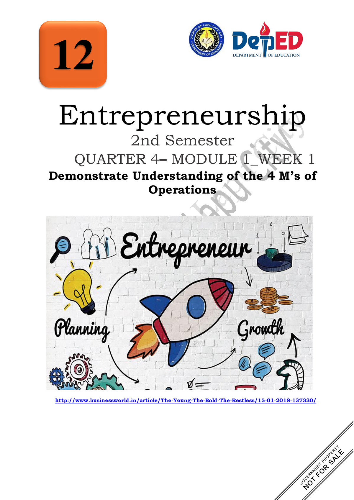 Entrepreneurship 12 Q4 M1 W1 - Entrepreneurship 2nd Semester QUARTER 4 ...