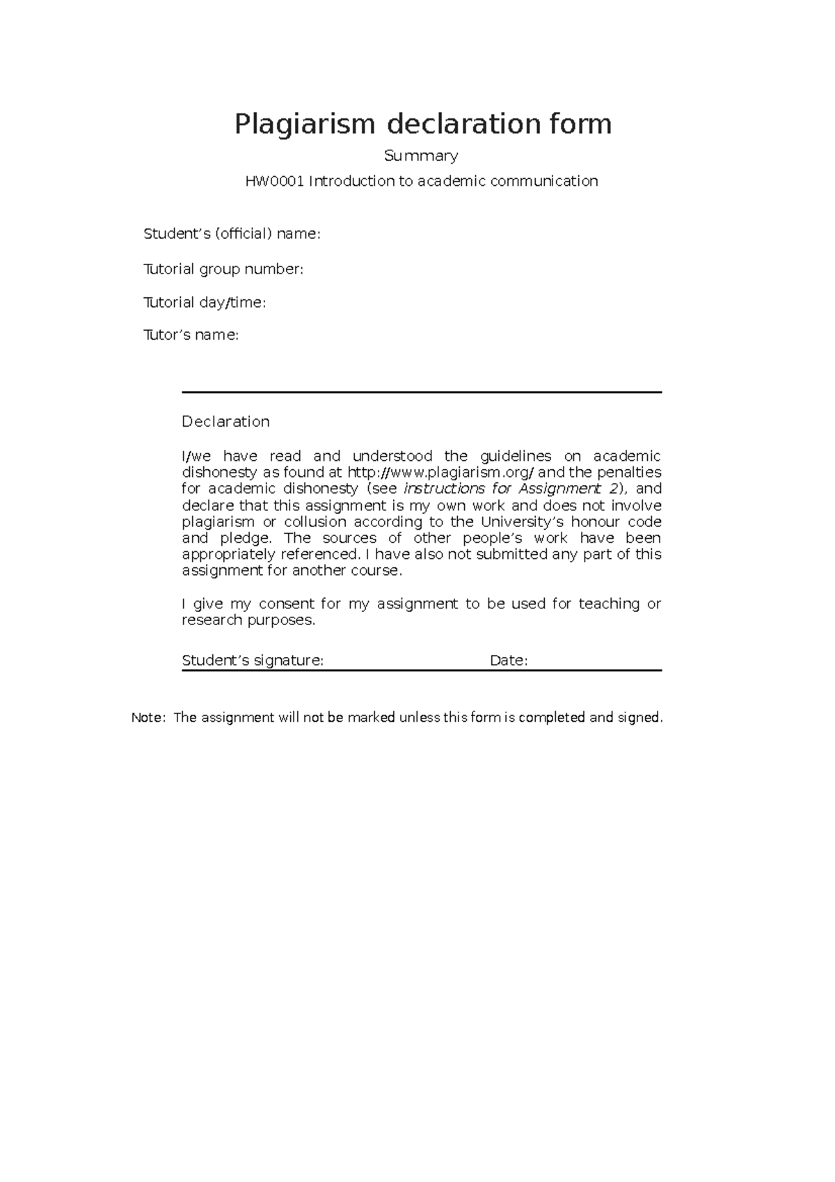 Assignment for asia-pacificin history summary - Plagiarism declaration ...
