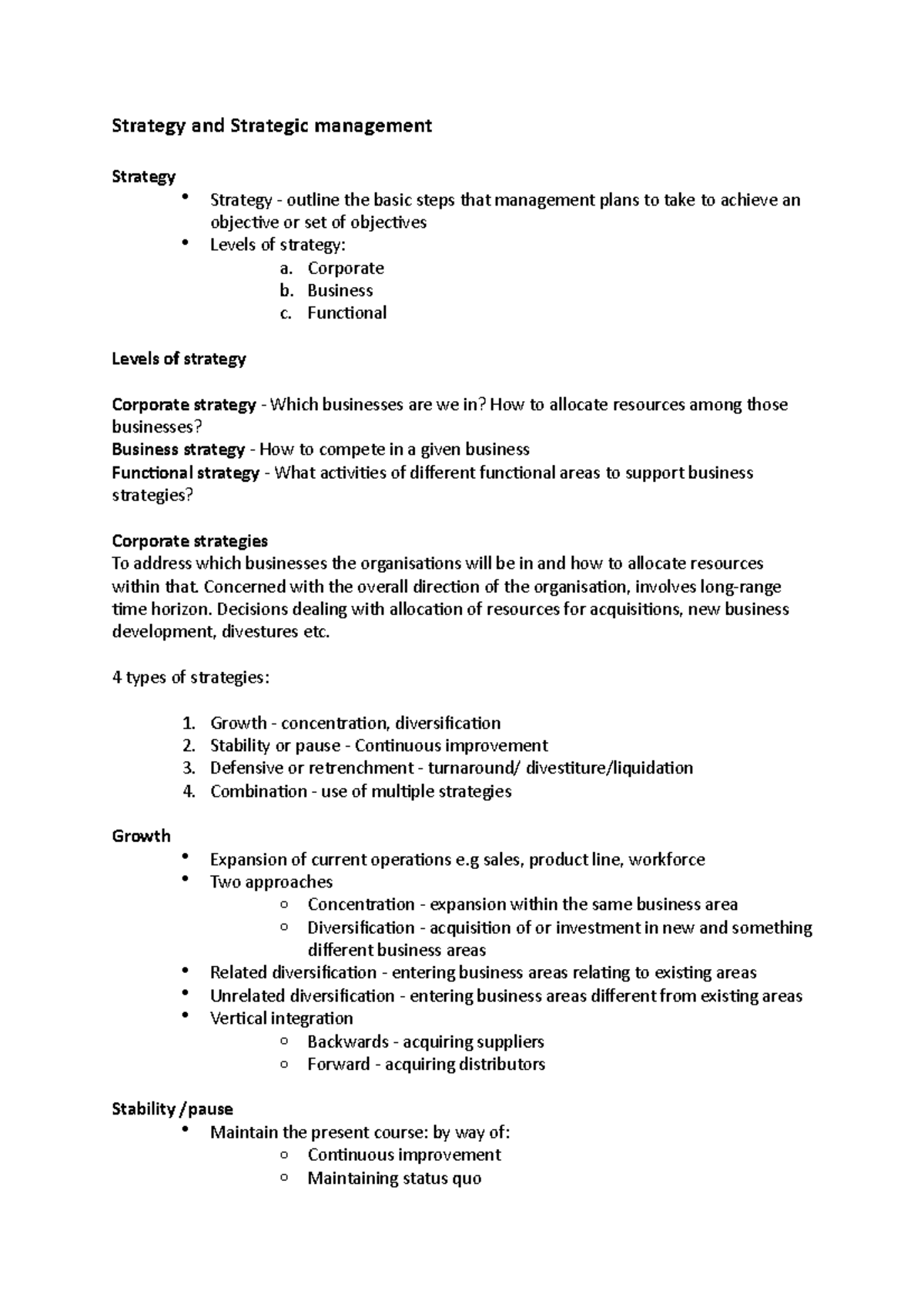 Week 3 3001 notes - Strategy and Strategic management Strategy Strategy ...