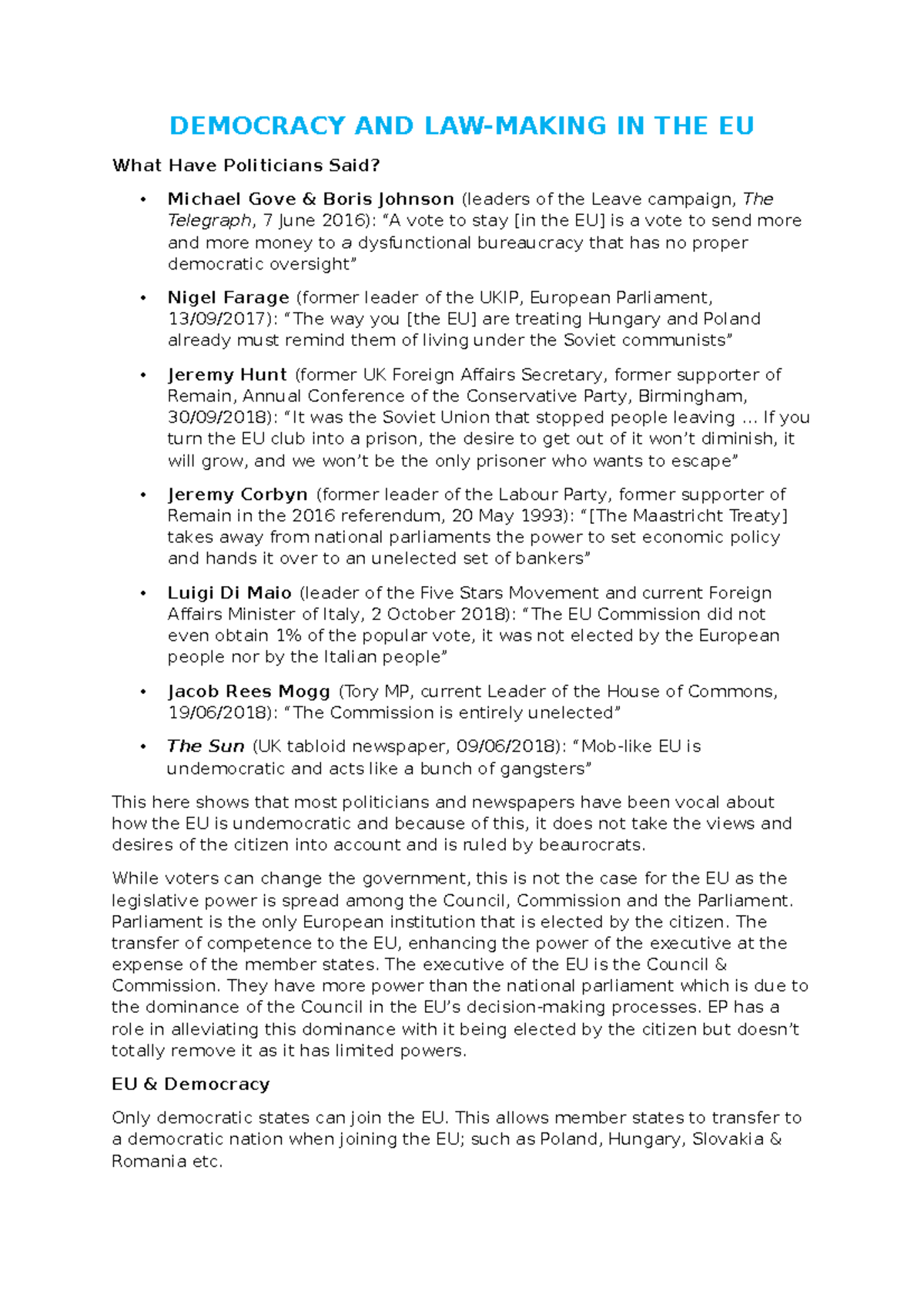Democracy and Law Making in the EU - DEMOCRACY AND LAW-MAKING IN THE EU ...