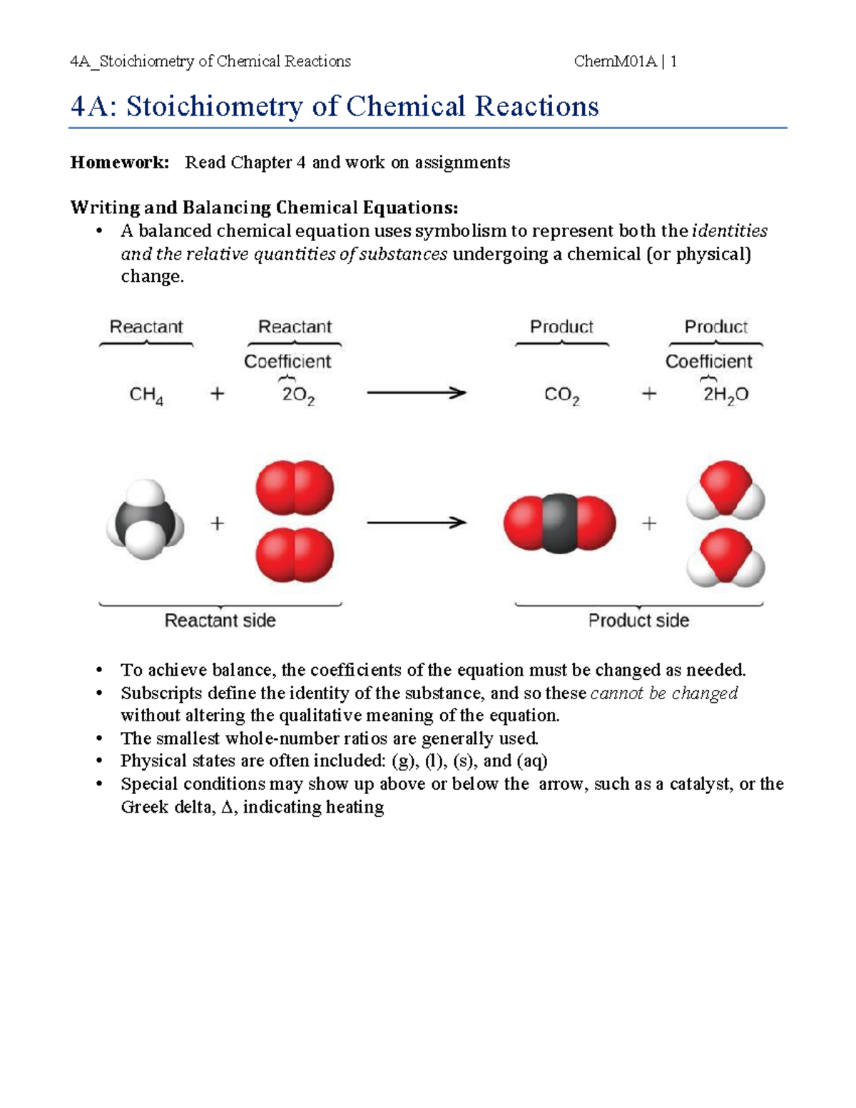 4A Stoichiometry of Chemical Reactions - 4A: Stoichiometry of Chemical ...