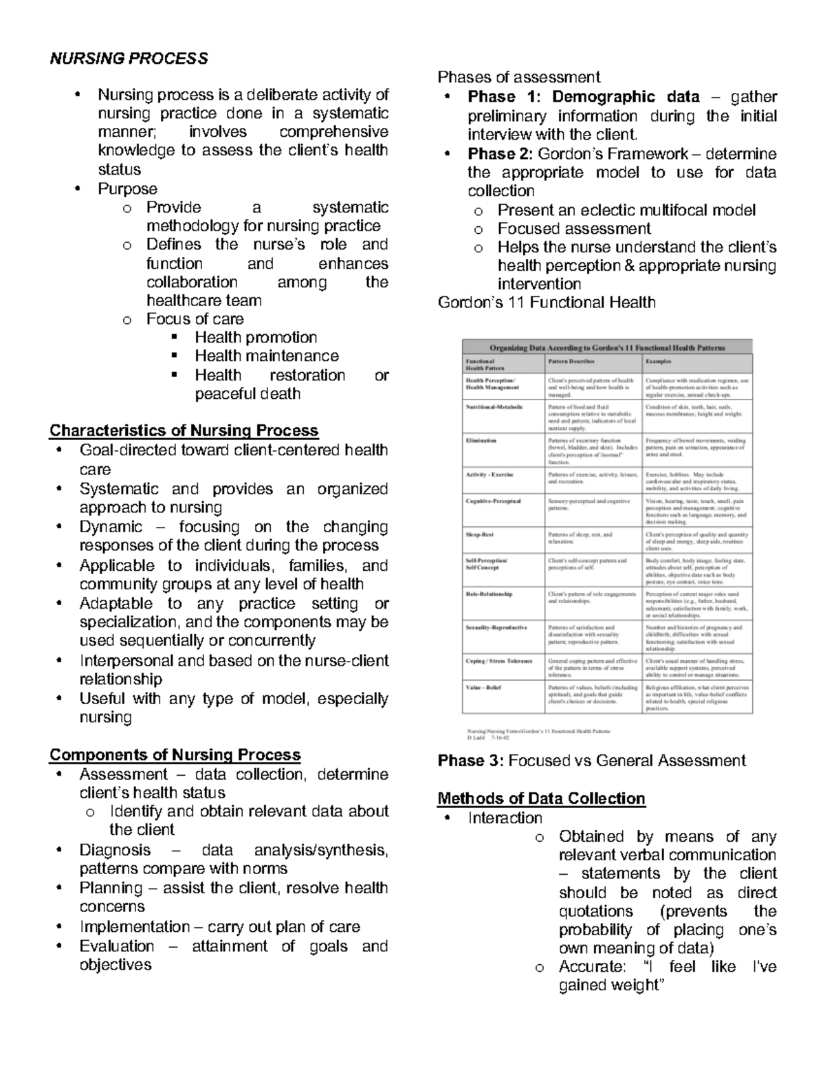 nursing-process-phase-2-gordon-s-framework-determine-the