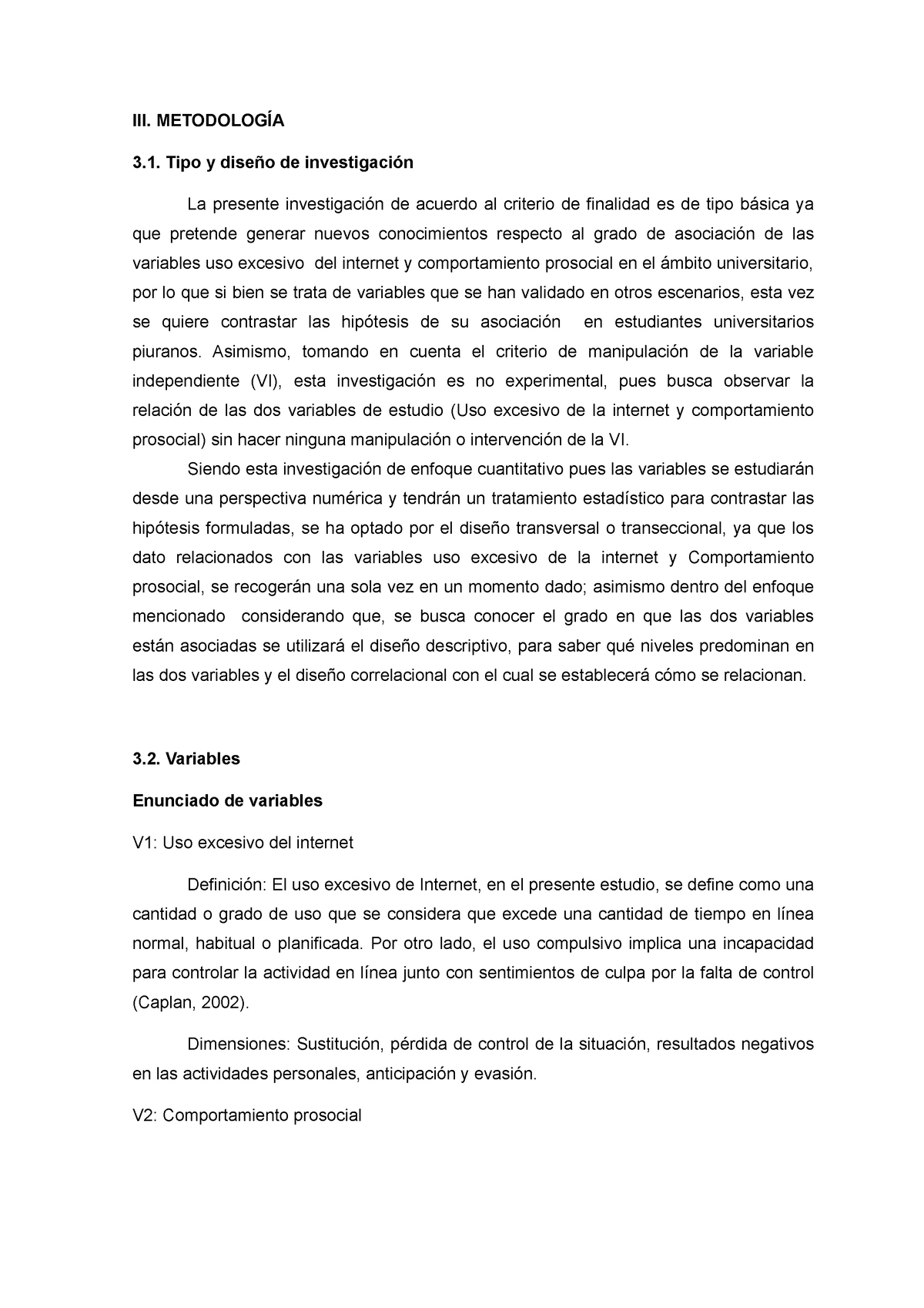 CAP III. Metodología.21 - III. METODOLOGÍA 3. Tipo Y Diseño De ...