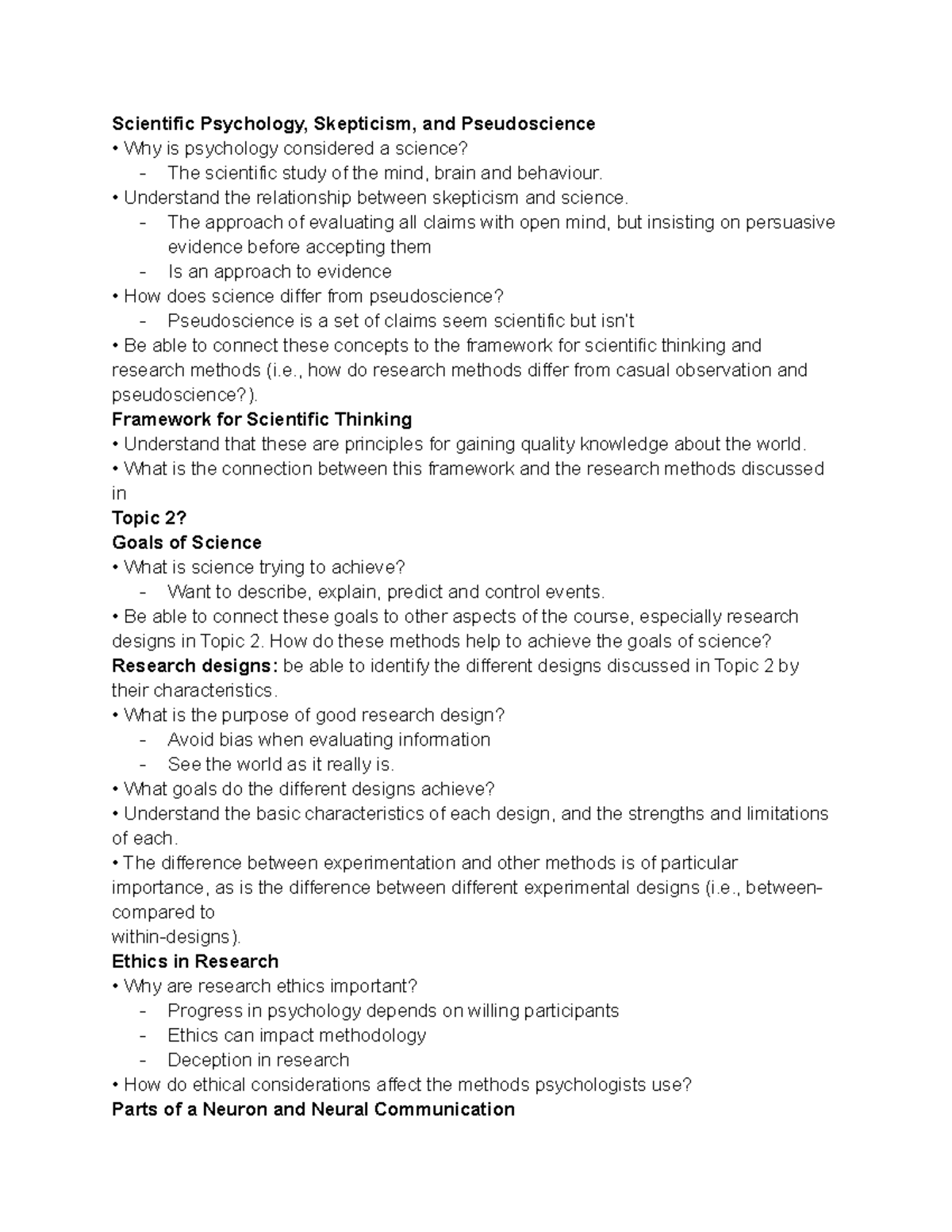 Psychology 101 Chapter 1 - Scientific Psychology, Skepticism, And ...