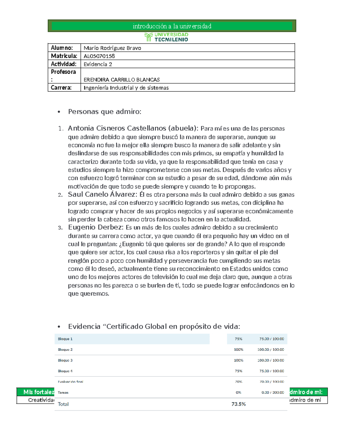 Evidencia 2 Introducción a la universidad - Alumno: Mario Rodriguez ...