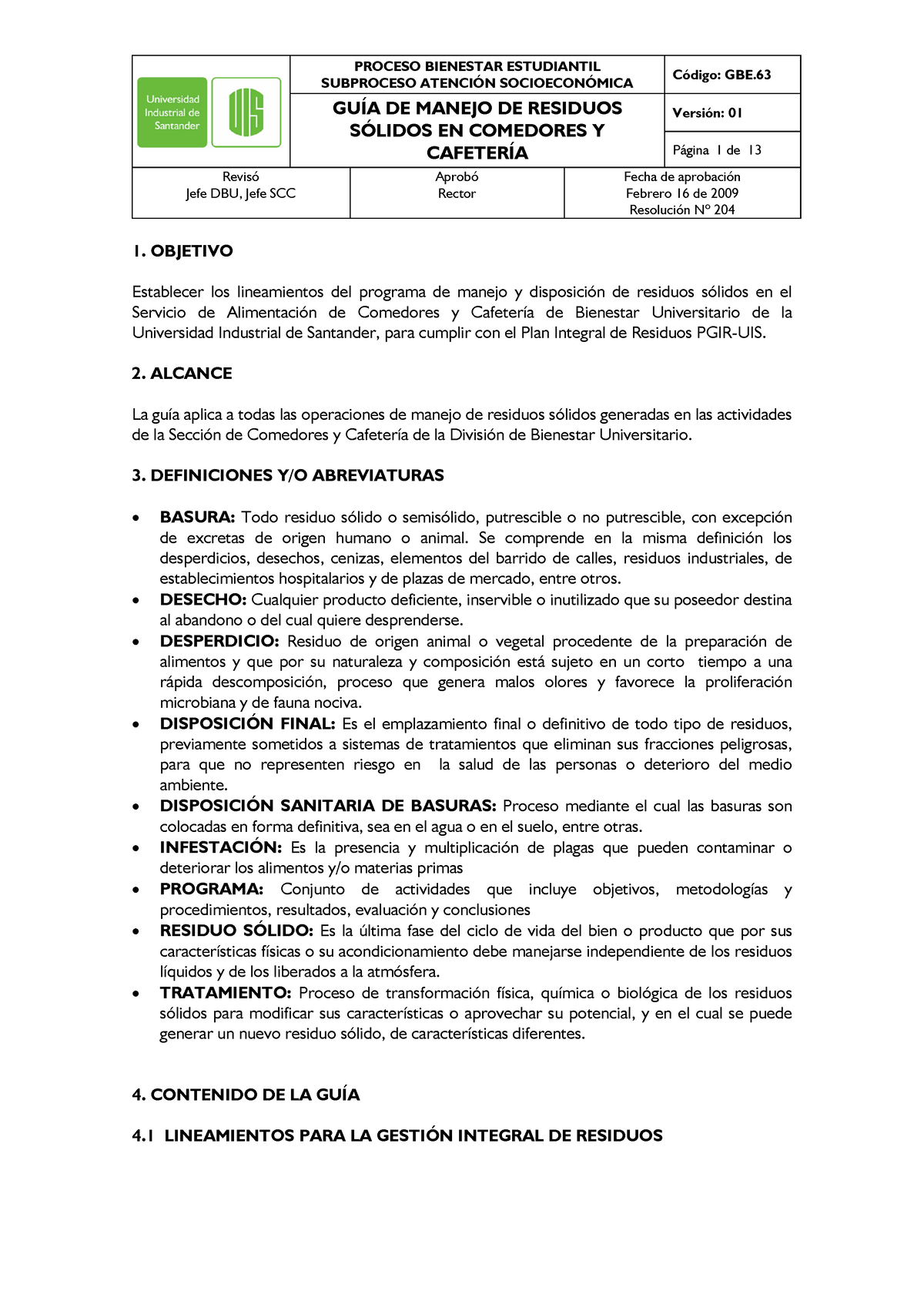 Desechos Y Residuos - SUBPROCESO ATENCI”N SOCIOECON”MICA CÛdigo: GBE ...