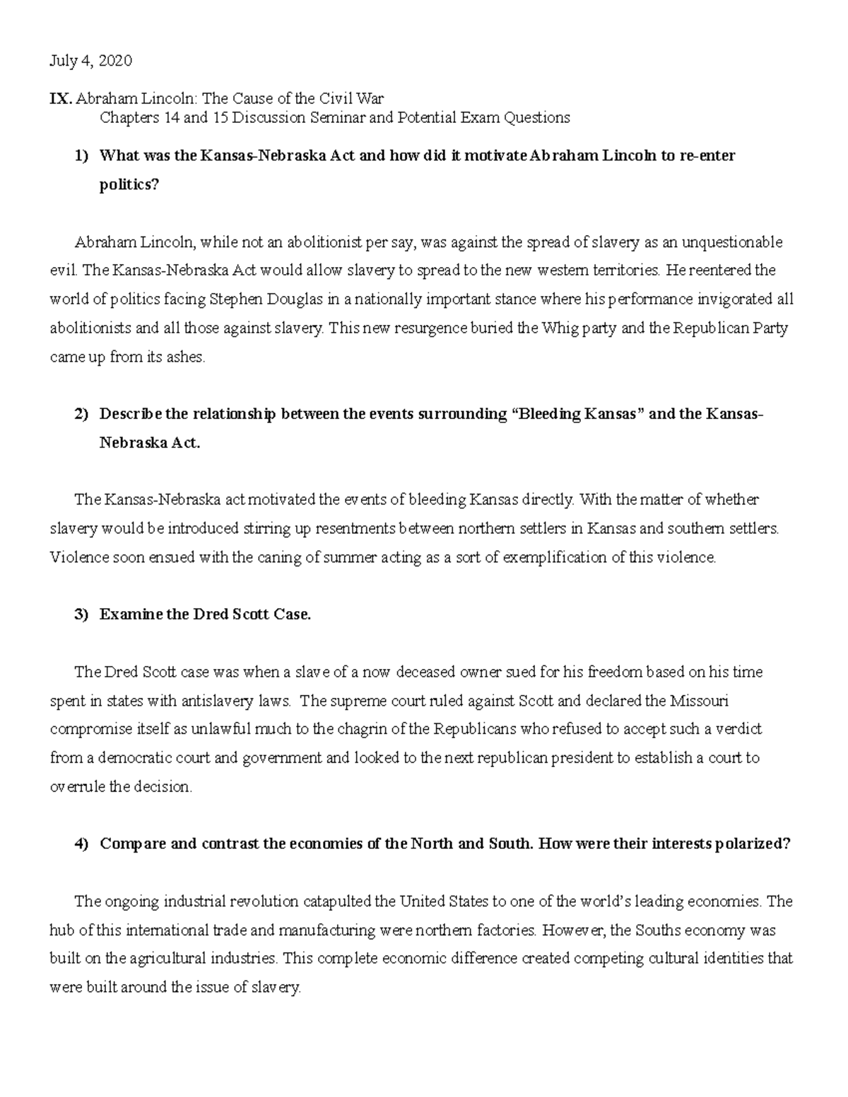 History ch. 14+15(question & answers) July 4, 2020 IX. Abraham