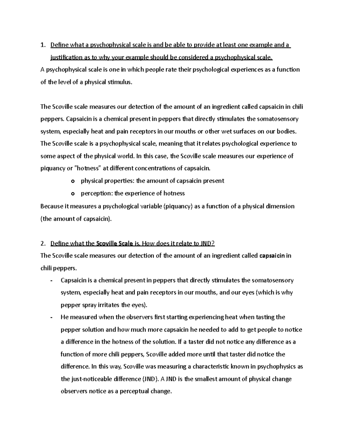 Module 2 - Lecture Notes - Define what a psychophysical scale is and be ...