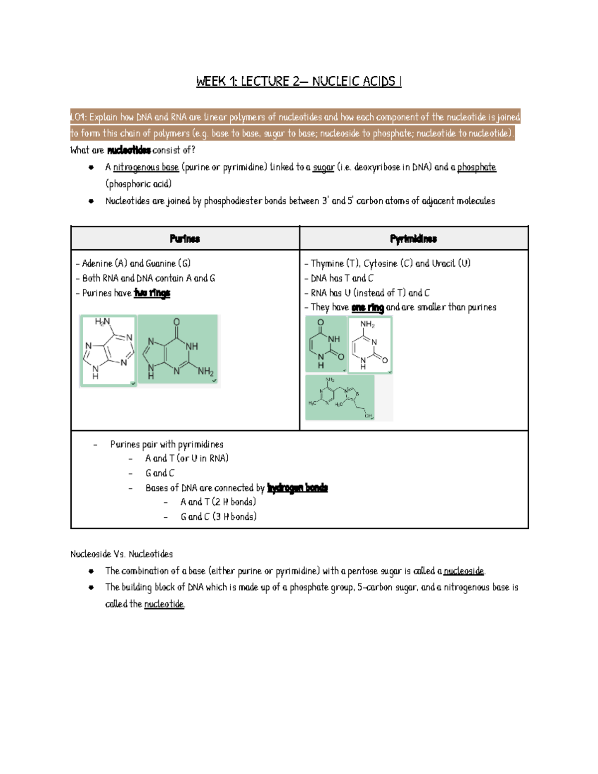Week 1 Lecture Notes - BIOC2201 - UNSW Sydney - Studocu