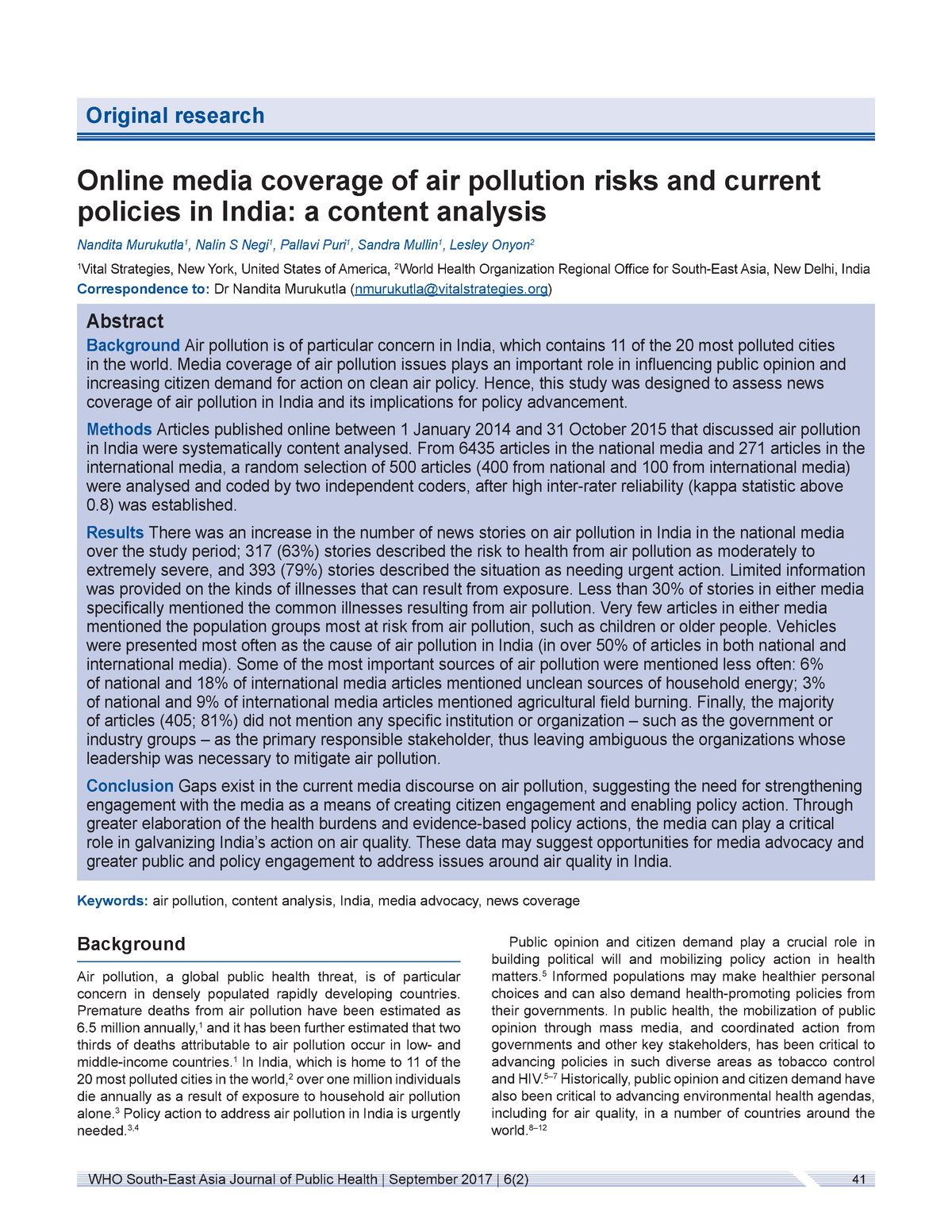 air pollution research topic