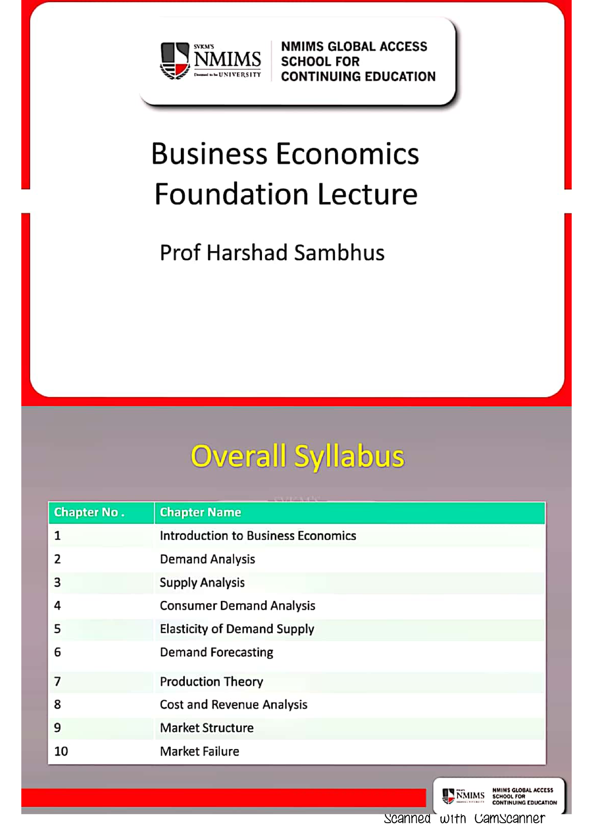 Business Economics Foundation Lecture - Business Analytics For Decision ...