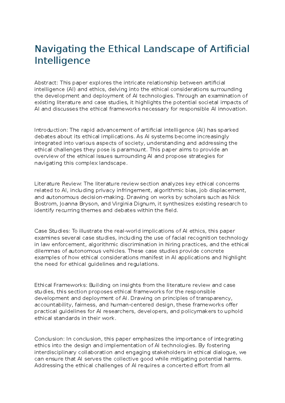 Artifical Intelligence - Navigating the Ethical Landscape of Artificial