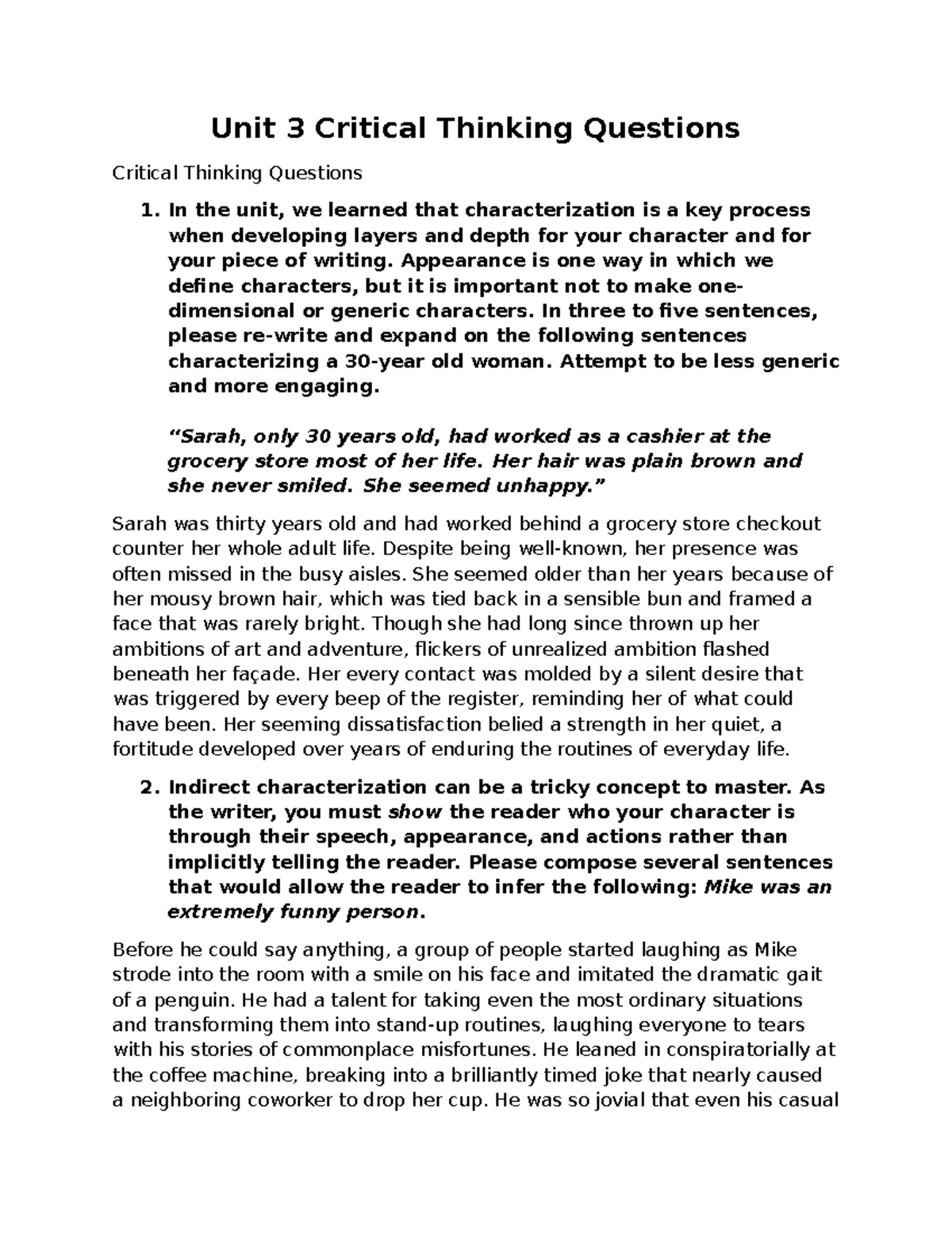 UNIT 3 Critical Thinking Questions - Unit 3 Critical Thinking Questions ...