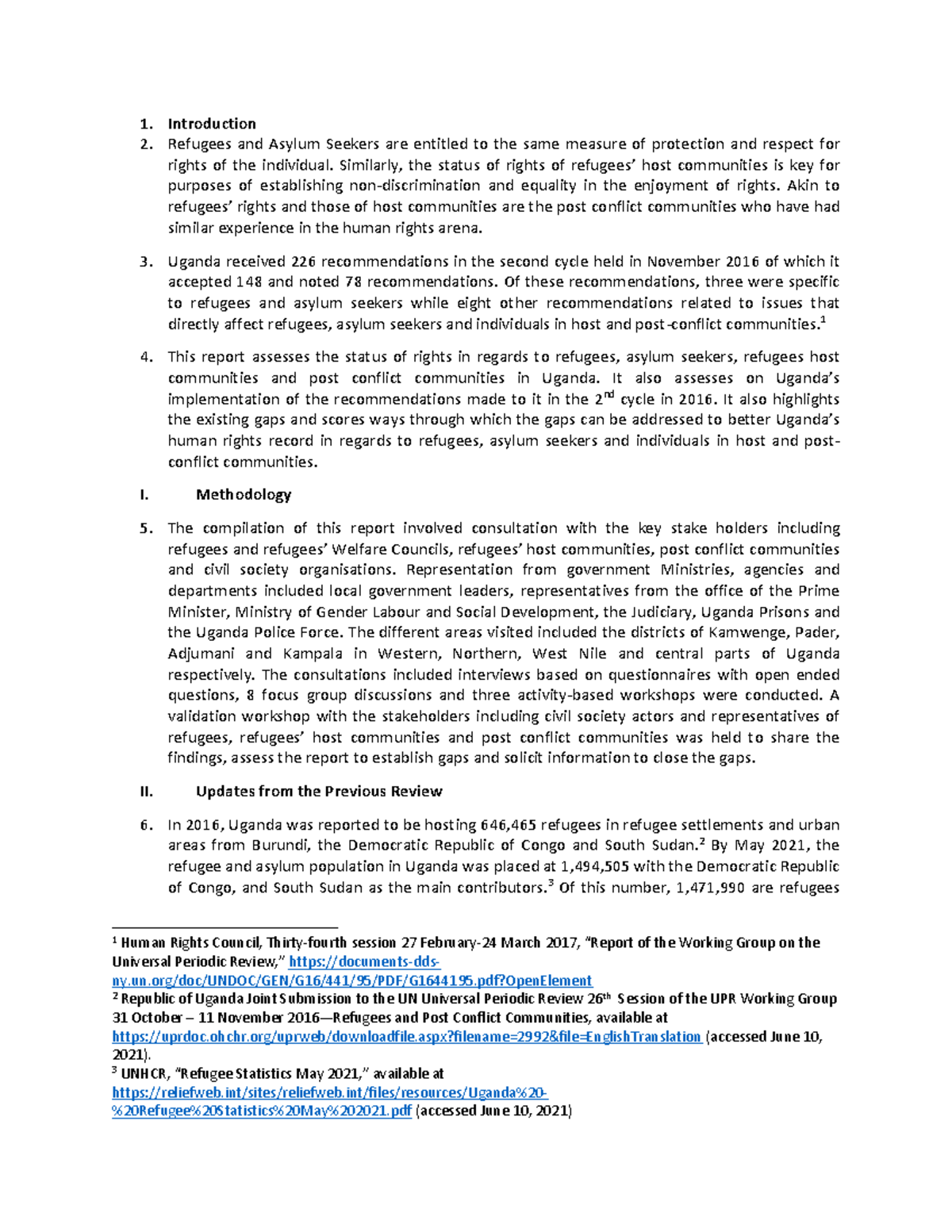 JS29 UPR40 UGA E Main - notes - Introduction Refugees and Asylum ...