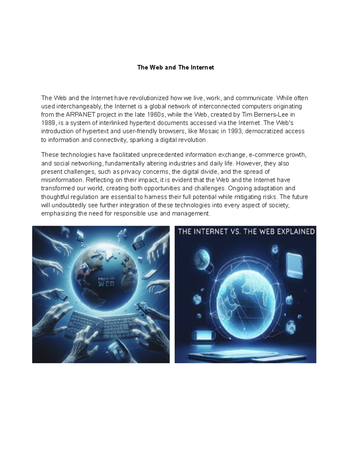 reaction paper the internet and the web - The Web and The Internet The ...