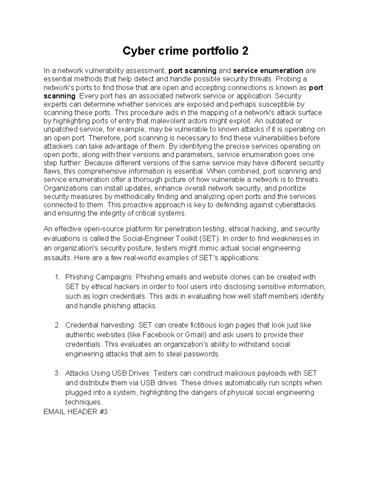Cyber crime portfolio 2 - Probing a network's ports to find those that ...