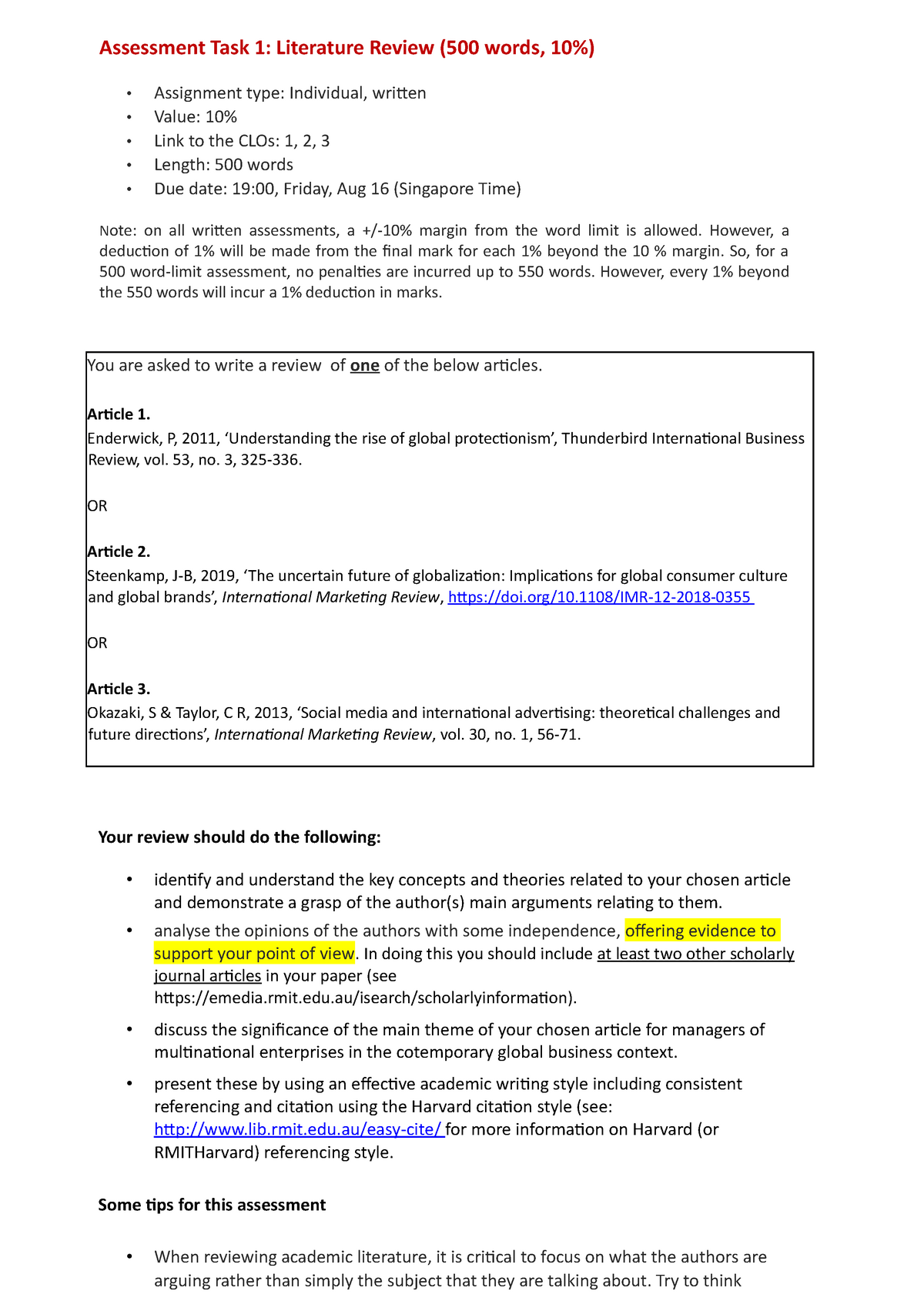 individual assignment article review