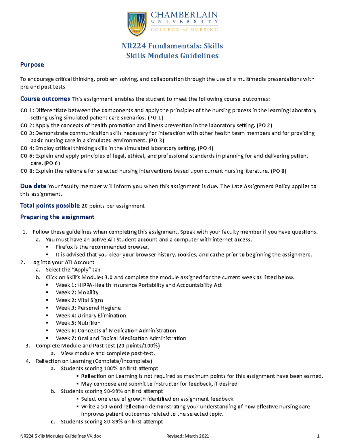 NR224 Skills Modules Guidelines V4 1-6-21 - Skills Modules Guidelines ...