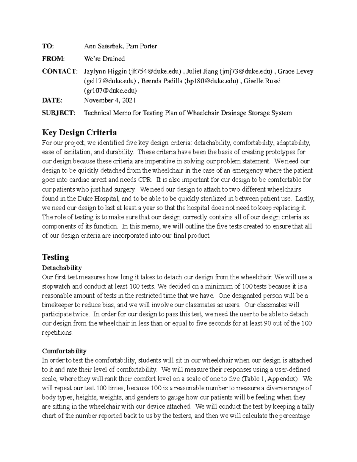 Assignment 5 - Technical Memo-2 - TO: Ann Saterbak, Pam Porter FROM: We ...