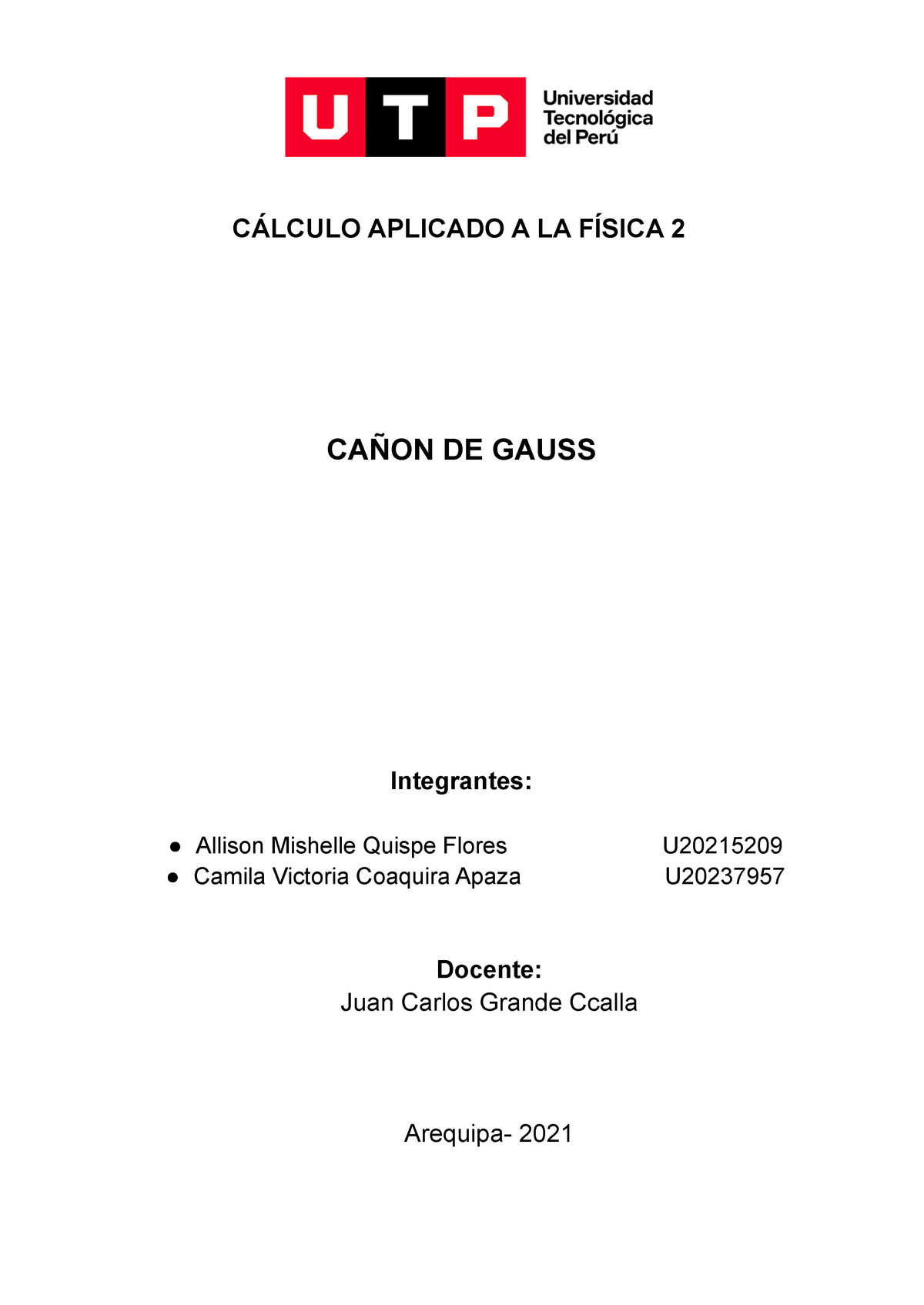 Proyecto Final CAF2 - F - CÁLCULO APLICADO A LA FÍSICA 2 CAÑON DE GAUSS ...