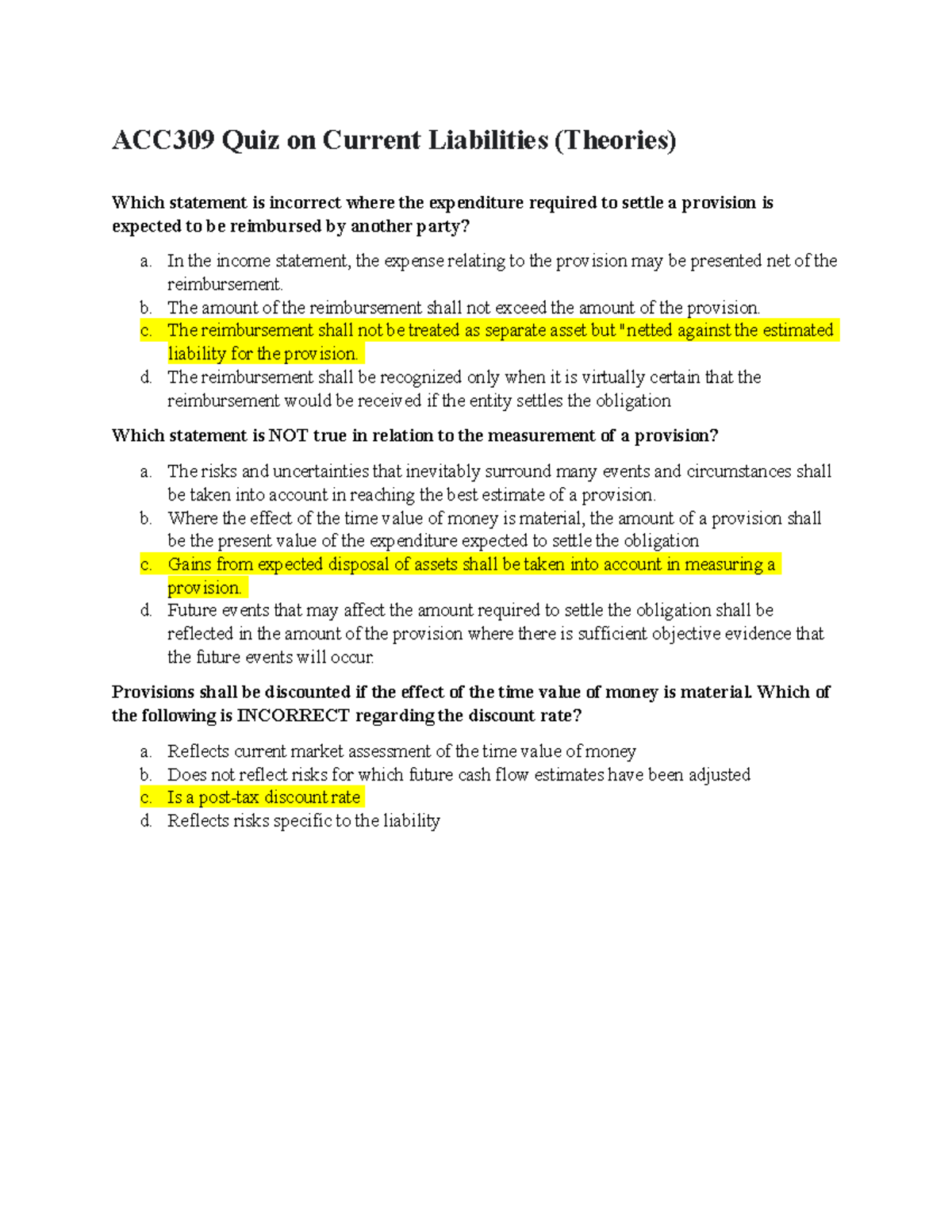 ACC309 Quiz On Current Liabilities 6 - In The Income Statement, The ...