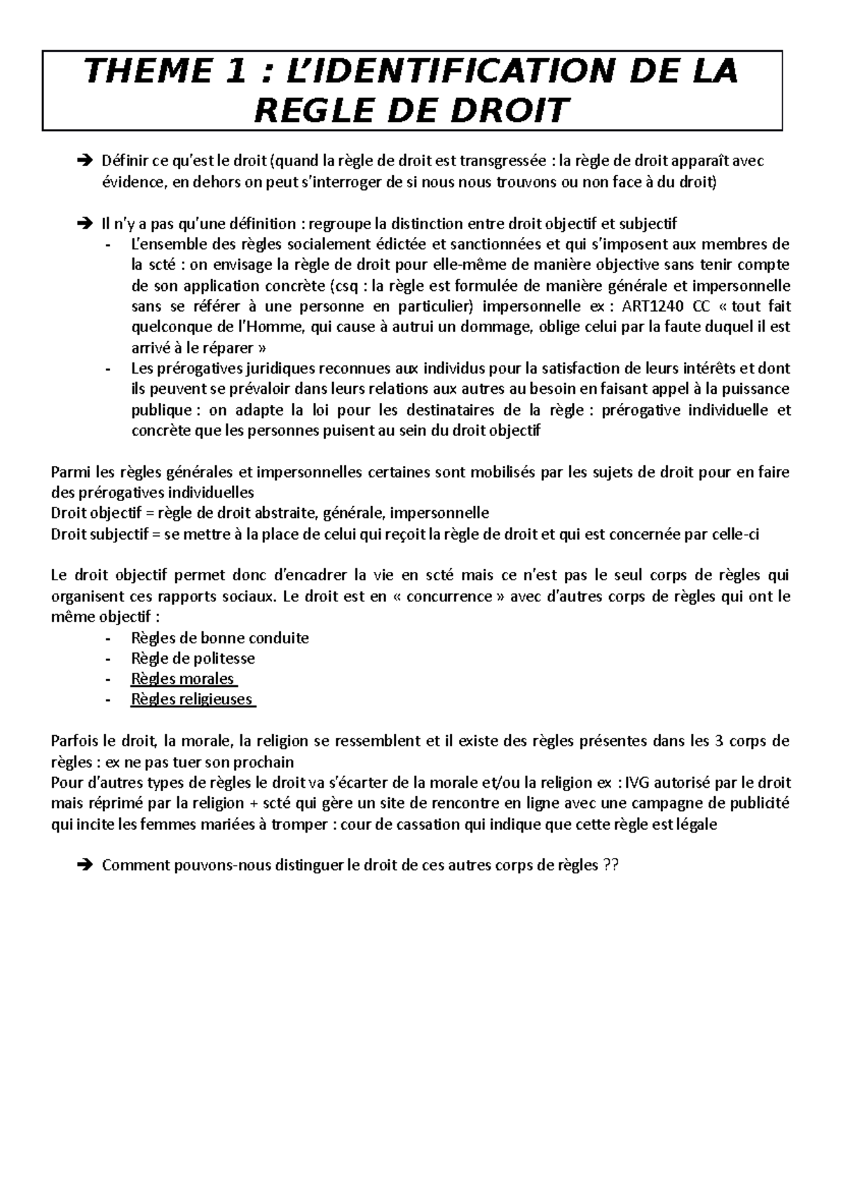 l'identification de la règle de droit - THEME 1 : L’IDENTIFICATION DE ...