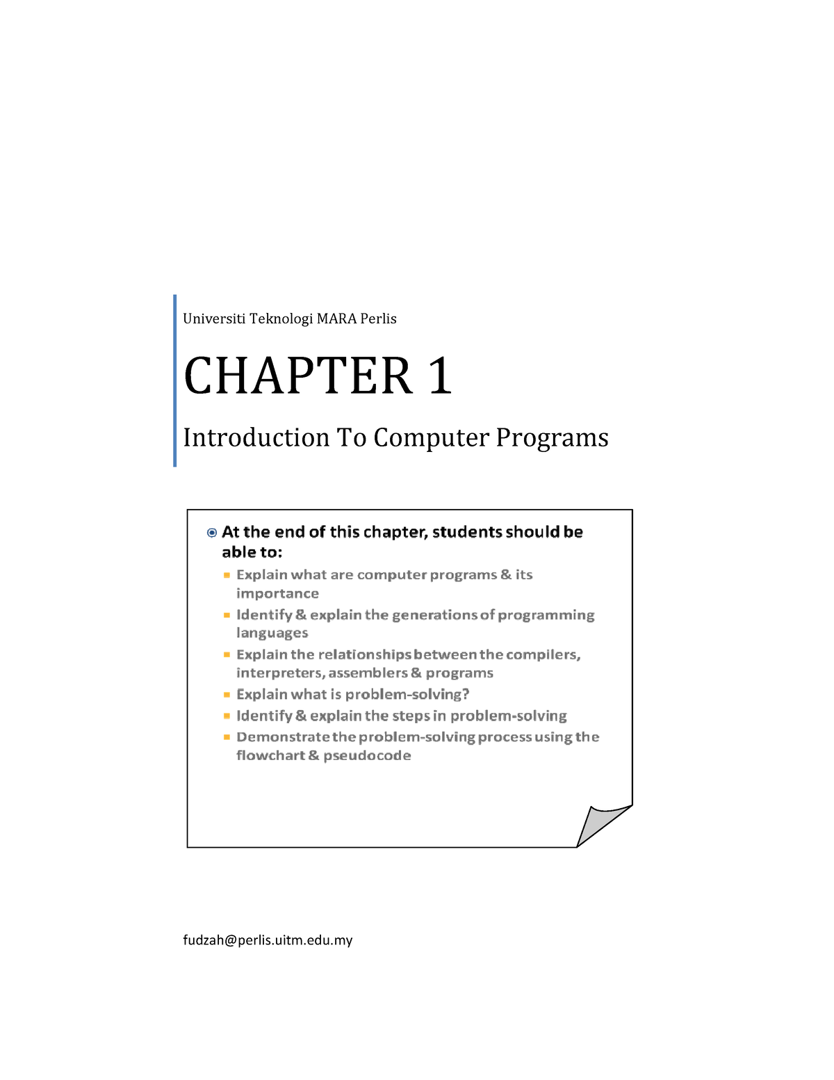 Chapter 1 - Universiti Teknologi MARA Perlis CHAPTER 1 Introduction To ...