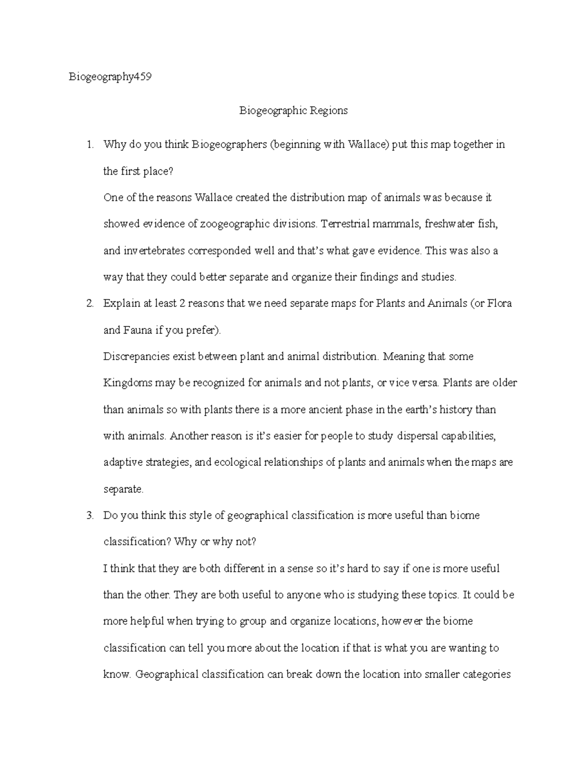 Biogeographic Regions - Biogeography Biogeographic Regions Why do you ...