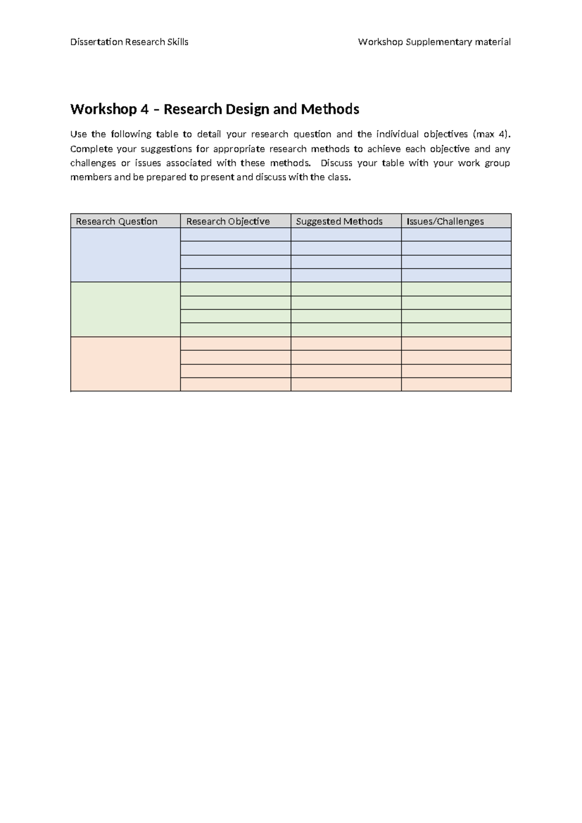Checklist Details - Dissertation Research Skills Workshop Supplementary ...