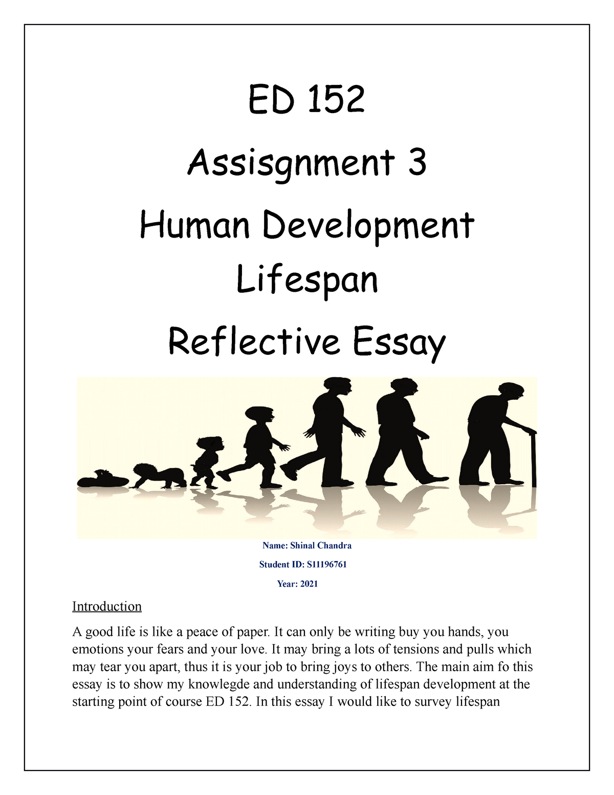 assignment 3 reflective essay