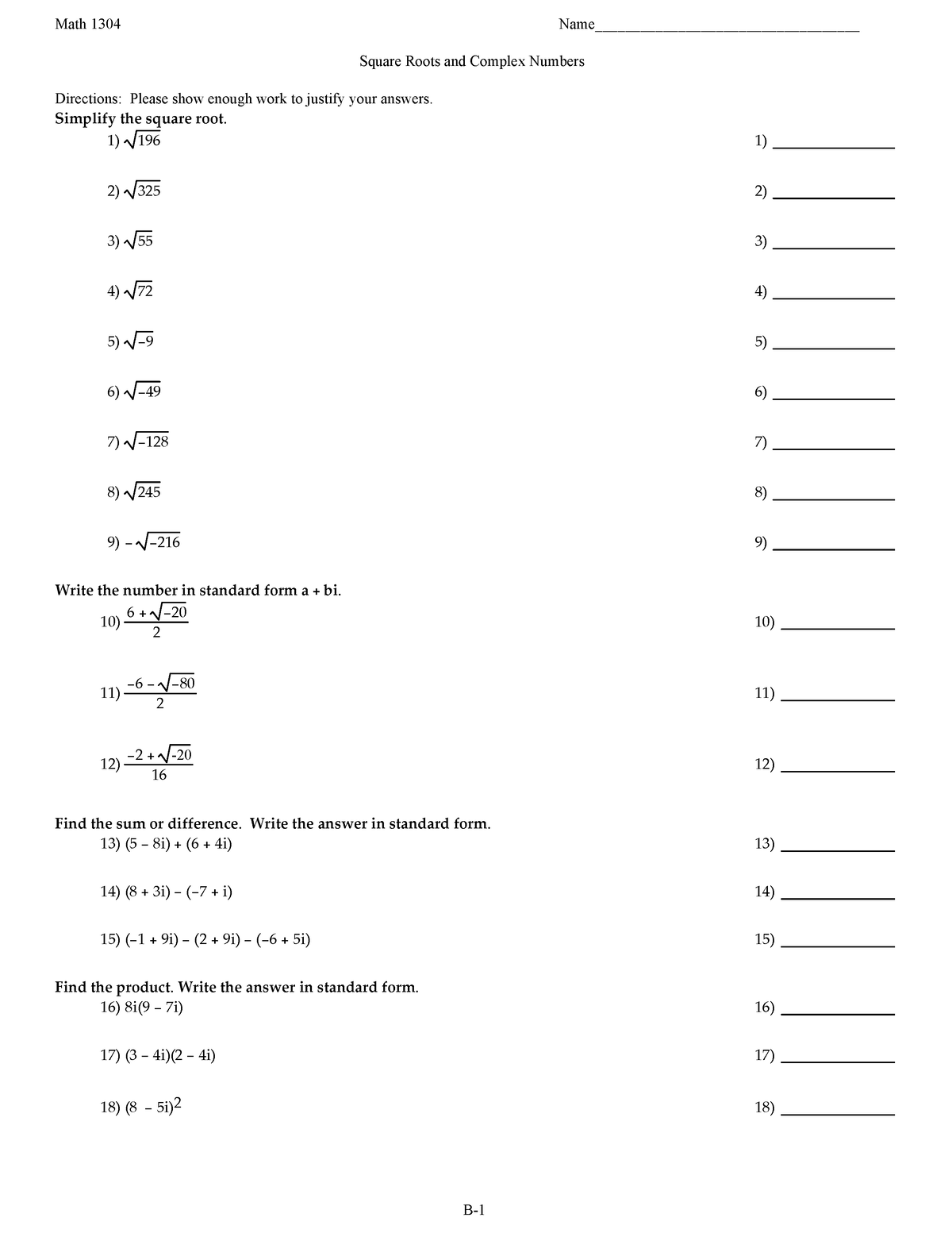 square-rootsand-complex-numbers-b-math-1304-name