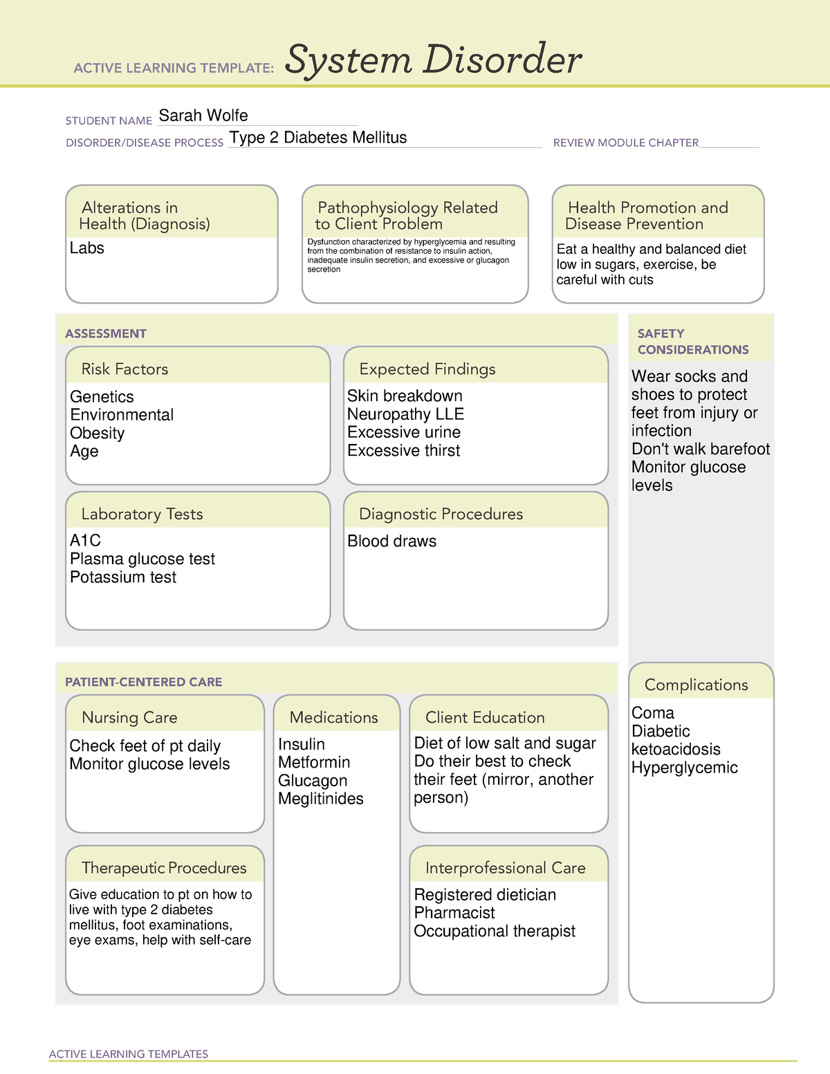 System Disorder Diabetes Mellitus - ACTIVE LEARNING TEMPLATES System ...