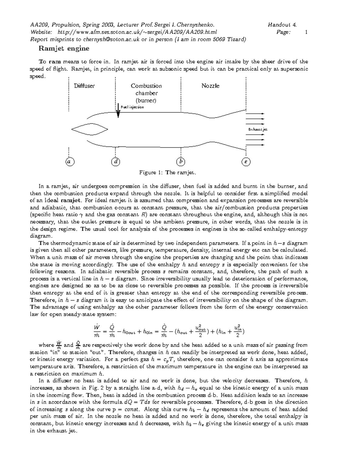 AA209H4 - AA209, Propulsion, Spring 2003, Lecturer Prof. Sergei I ...