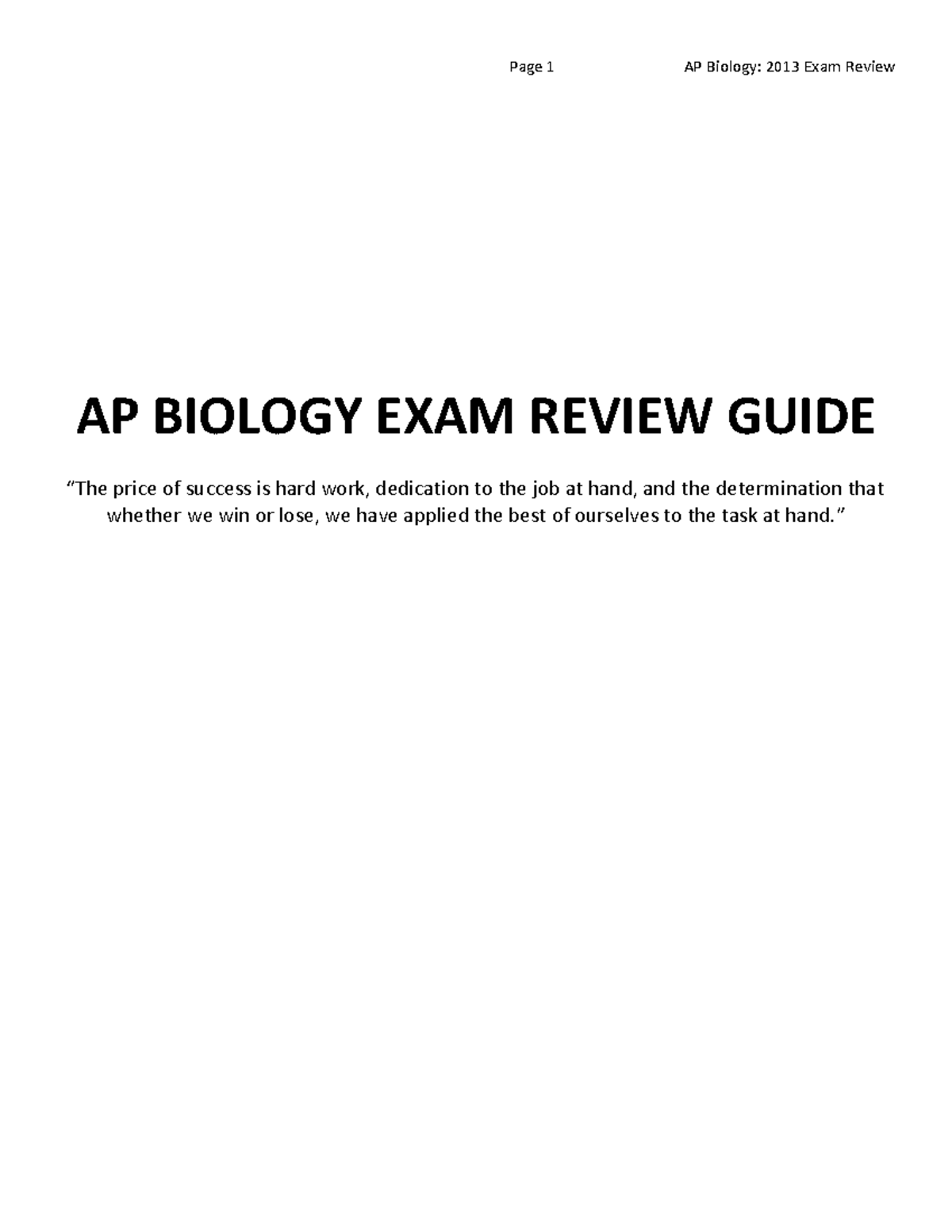 AP Biology Exam Review Details - AP BIOLOGY EXAM REVIEW GUIDE “The ...