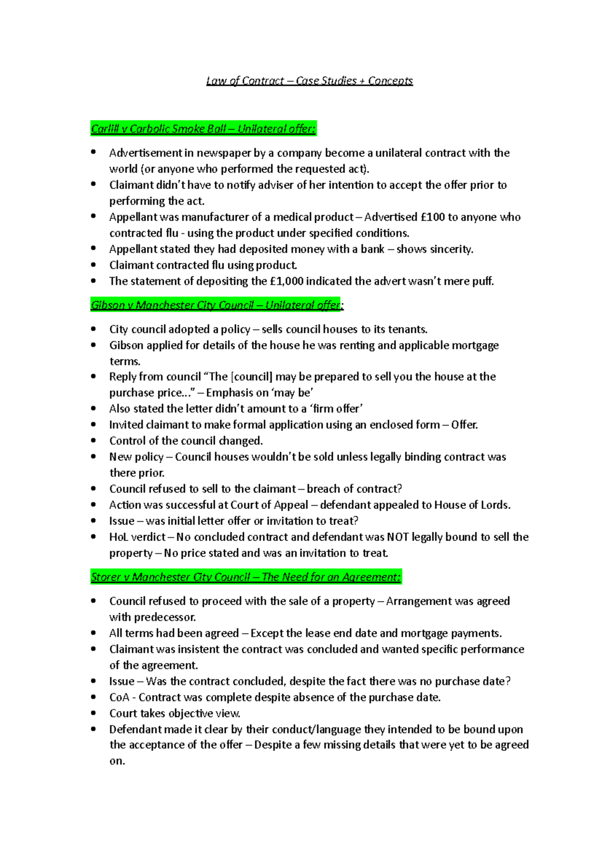 Law of Contract - Case Studies - Claimant didn’t have to notify adviser ...