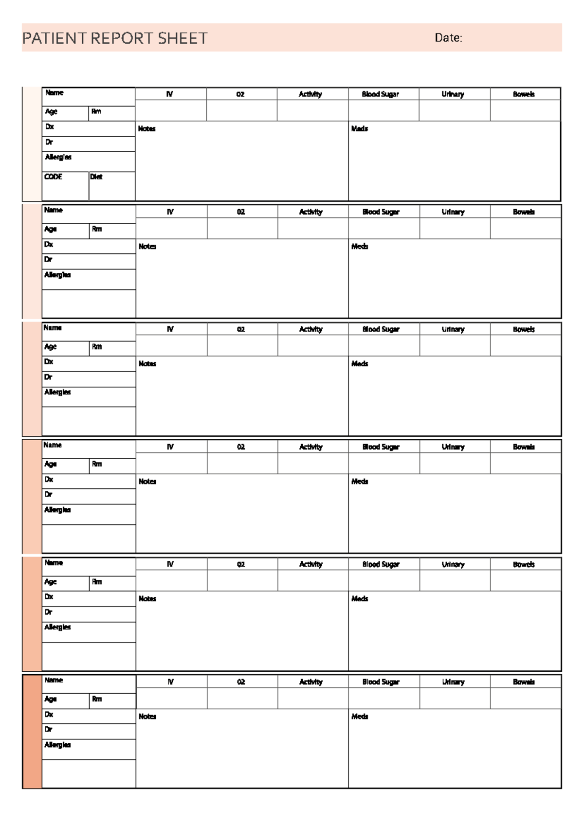 Patient Report Sheet - NURS 232 - PATIENT REPORT SHEET Date: - Studocu