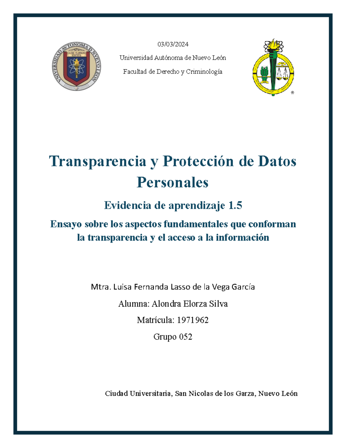 AES EV1 - evidencia 2 - 03 /0 3 / 2024 Universidad Autónoma de Nuevo ...