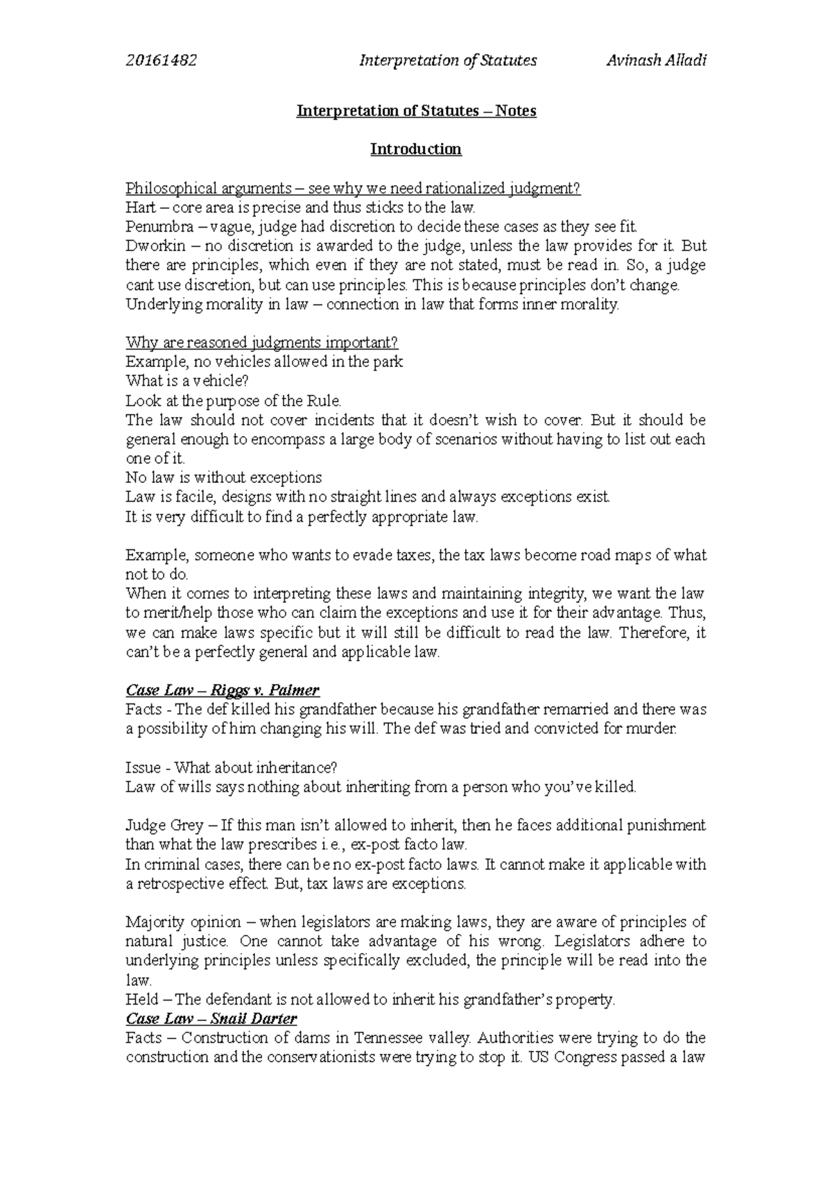 Ispl notes - Interpretation of Statutes – Notes Introduction ...