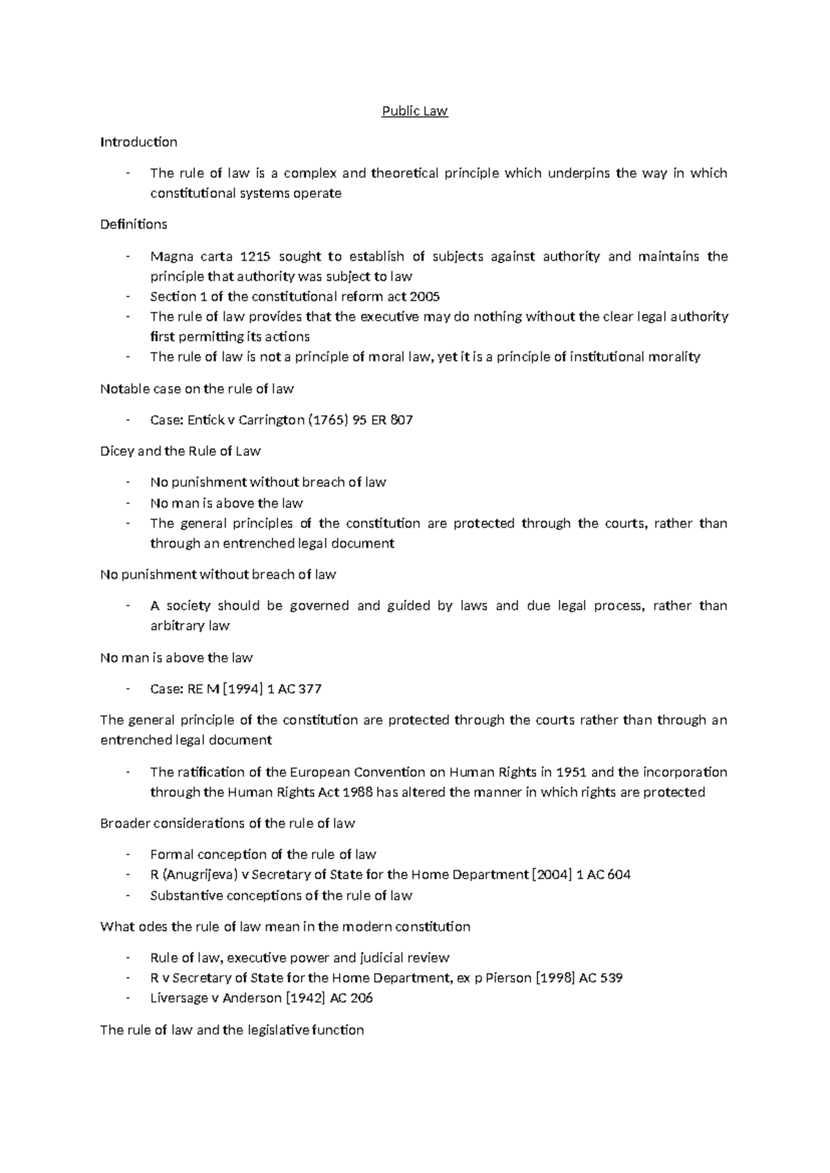 The Rule of Law - Public Law Introduction The rule of law is a complex ...
