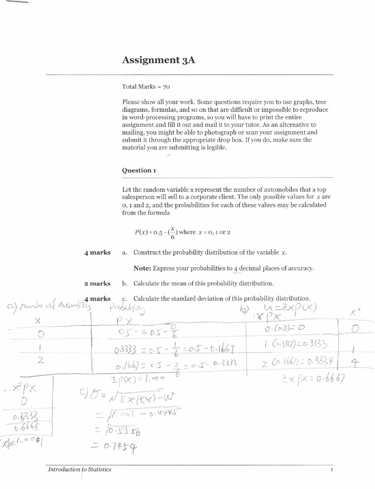 Assignment 3A - Math 215 - Studocu