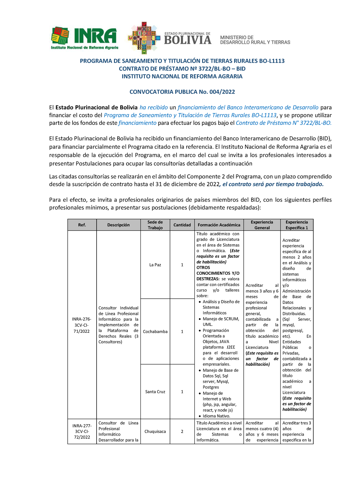 Convocatoria - Análisis Del Código - PROGRAMA DE SANEAMIENTO Y TITULACI ...