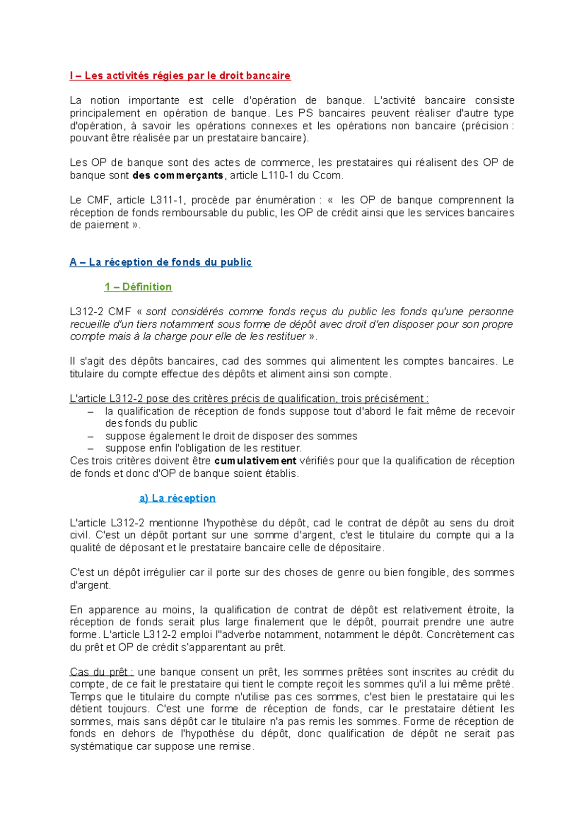 Droit Bancaire Cours 1 - I – Les Activités Régies Par Le Droit Bancaire ...