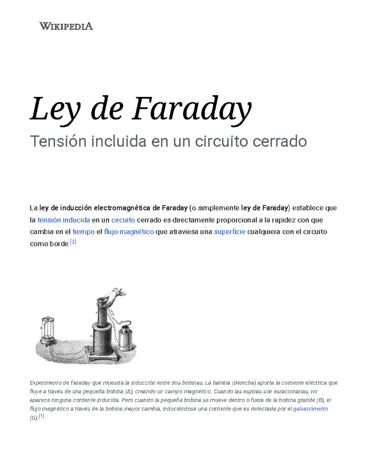 Ley De Faraday - Wikipedia, La Enciclopedia Libre - Ley De Faraday ...