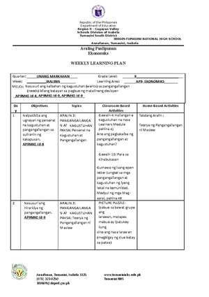 AP9 Q2 M1 D AY1 - Lesson Plan - Banghay Aralin Sa Araling Panlipunan 9 ...