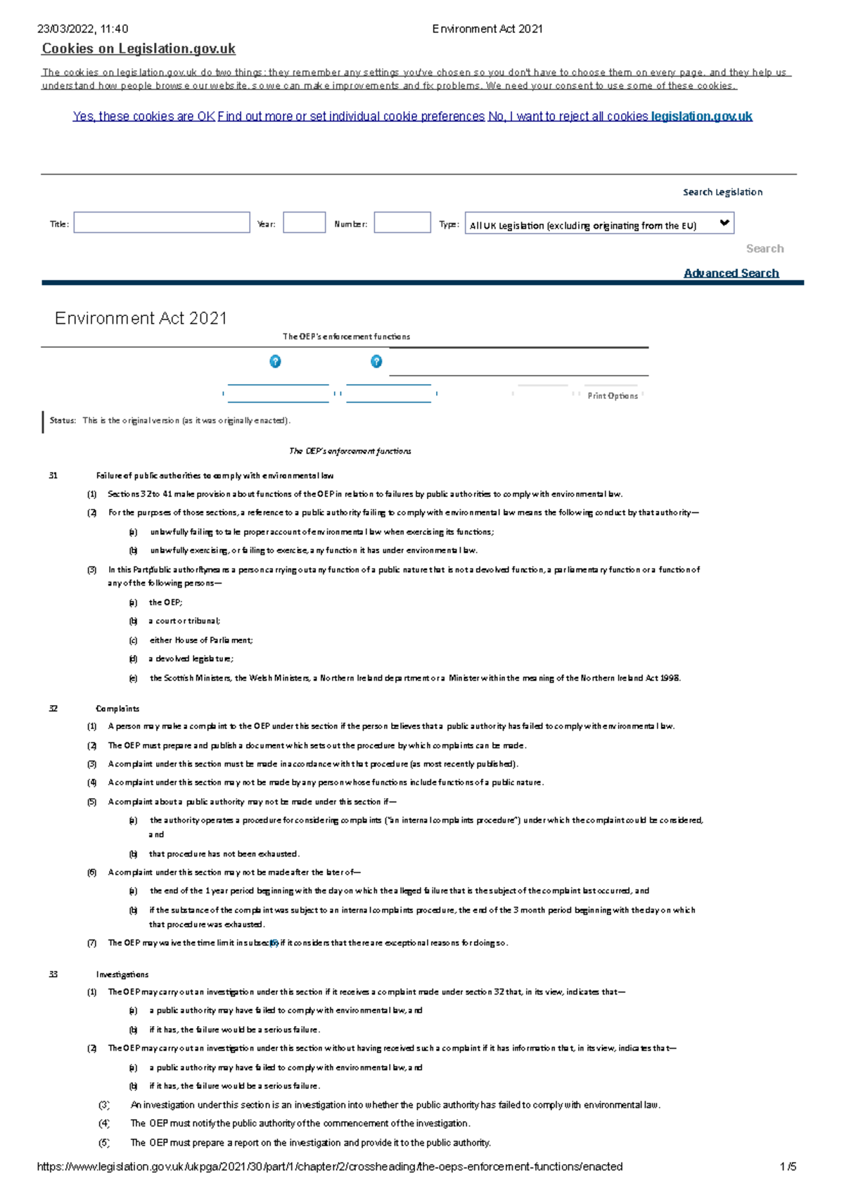 Environment Act 2021 - Notes - Cookies on Legislation The cookies on ...